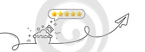 Launder money line icon. Cash corruption sign. Continuous line with plane. Vector photo