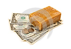 Laundering of money. Money and soap.