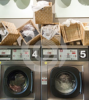 Laundromat with baskets