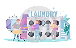 Laundromat Cartoon Illustration