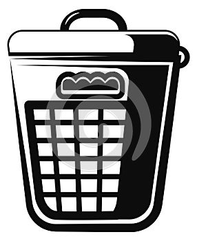 Laundry basket black logo. Dirty clothes symbol