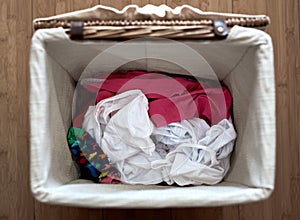 laundry basket with different clothes