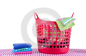 Laundry basket with folded wash