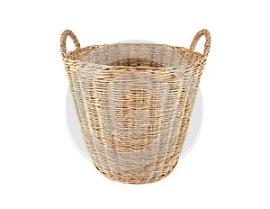 Laundry basket made of rattan isolated on white background