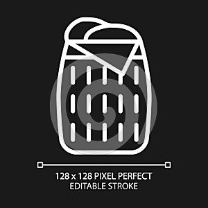 Laundry basket pixel perfect white linear icon for dark theme