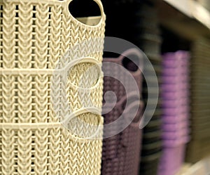 Laundry baskets in the store