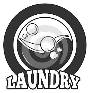 Laundry black emblem. Laundromat logo. Clothes washing