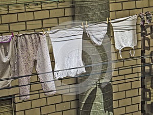 Laundry on clothesline