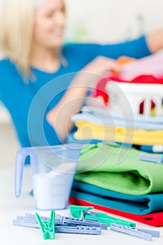 Laundry clothespin - woman in background photo