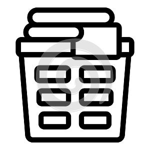Laundry container icon outline vector. Dirty clothing bin
