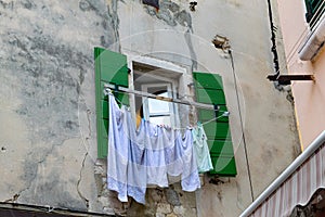 Laundry day in old town Rovinj in Croatia