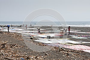 Laundry day, Praia Messia Alves, Sao Tome, Africa