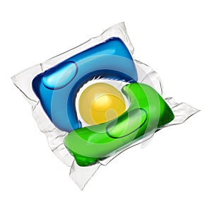 Laundry detergent pod isolated on white