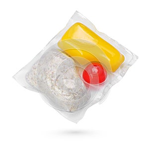 Laundry detergent pod isolated on white