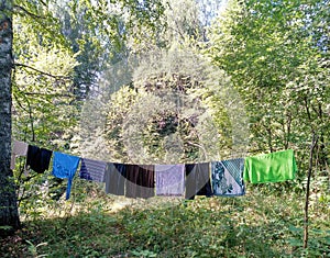 Laundry Dries On a Rope