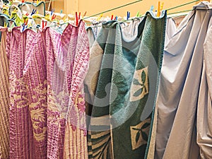 Laundry drying in the backyard