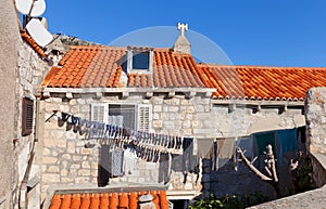 Laundry is drying in Old Town of Dubrovnik, Croatia