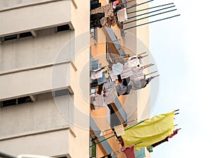 Laundry drying from windows, Singapore