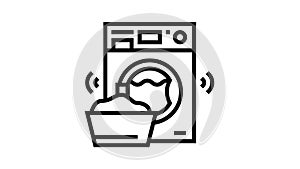 laundry equipment for washing clothes line icon animation