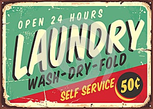 Laundry fifties comic style retro sign photo