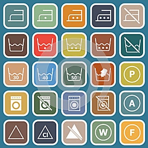 Laundry flat icons on blue background