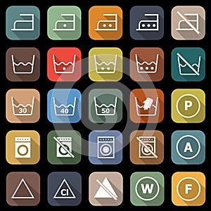 Laundry flat icons with long shadow