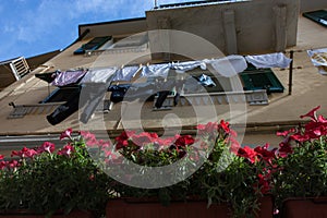 Laundry and Flowers in Riomaggiore Cinque Terre