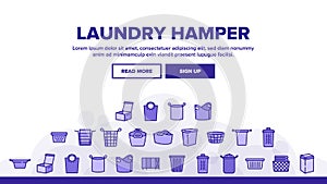 Laundry Hamper Basket Landing Header Vector