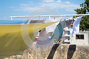 Laundry hanging on the clothes line