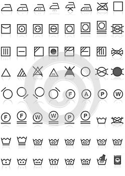 Laundry Icons Collection Black on White