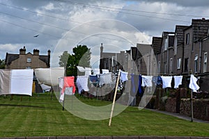 Laundry Line with Clothes Hanging Out to Dry