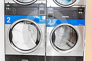 Laundry machines in laundromat