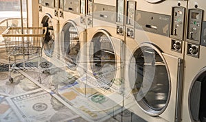 Laundry machines in public laundromat