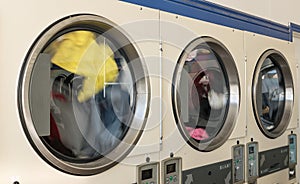 Laundry machines in public laundromat