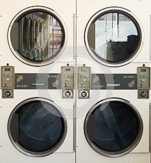 Laundry machines in public laundromat