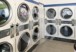 Laundry machines in public laundromat