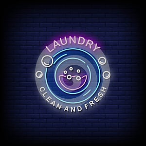 Laundry Neon Signs Style Text Vector