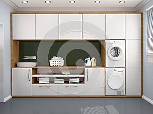 Laundry room design with washing machine