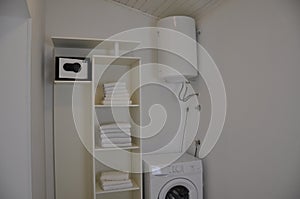 Laundry Room Interior.Laundry room with a washing machine