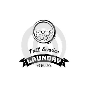 Laundry Room label and badge. washer, washing machine bubbbles.