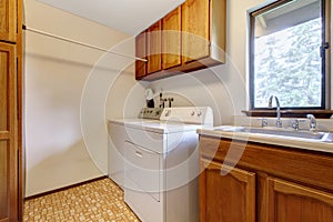 Laundry room with old appliances