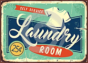 Laundry room retro metal sign photo