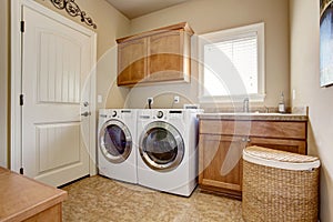 Laundry room with washer and dryer.