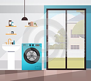 laundry room with washing machine modern bathroom interior