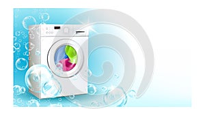 Laundry Service Advertise Promo Banner Vector Illustration