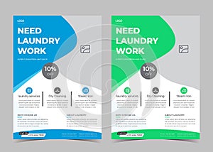 Laundry service flyer template. Creative laundry service poster. Laundry cleaning service leaflet template