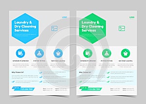 Laundry service flyer template. Creative laundry service poster. Laundry cleaning service leaflet template