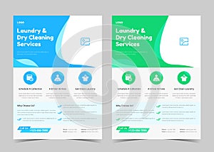 Laundry service flyer template. Creative laundry service poster. Laundry cleaning service leaflet template