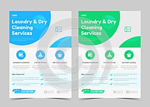 Laundry service flyer template. Creative laundry service poster. Laundry cleaning service leaflet template