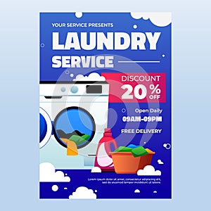 Laundry service poster in flat design